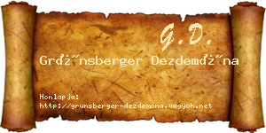 Grünsberger Dezdemóna névjegykártya